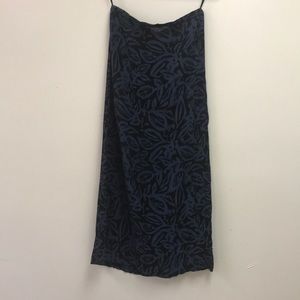 100% silk long skirt, vintage, blue and black, MP